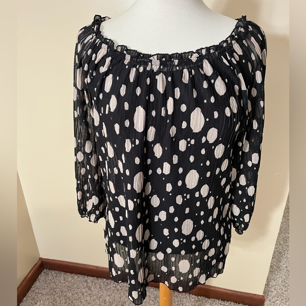 INC International Concepts Black W/Tan Polka Dots Sz S